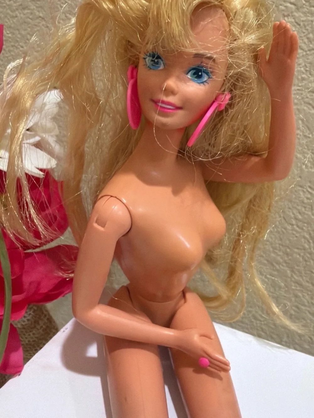 Mattel Blonde Fashion Doll with Pink Earrings